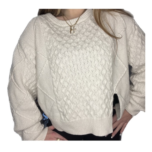 Collective Reese Blutstein Ivory Cable-Knit Cropped Sweater - Picture 2 of 2